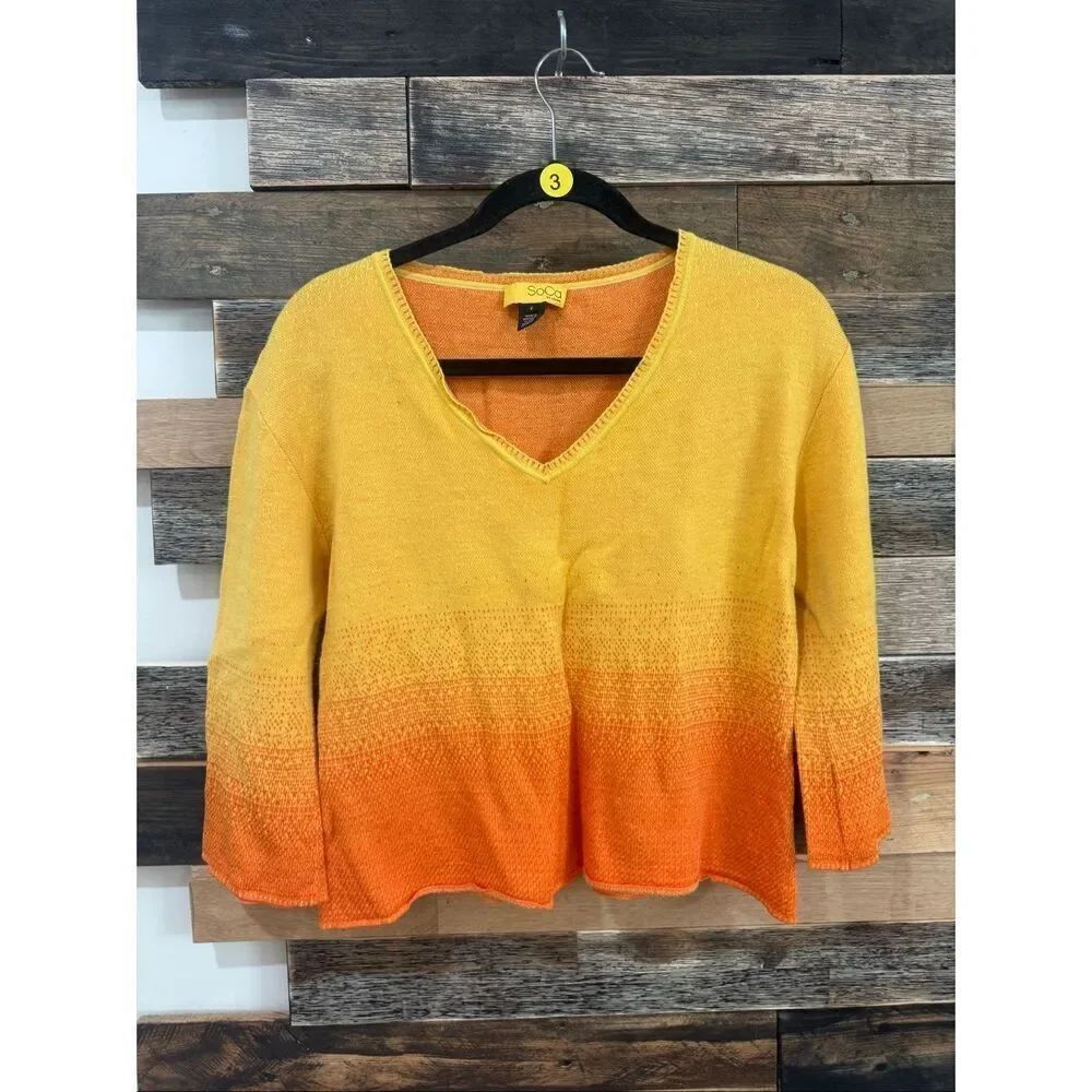St John Socaโyellow/orange top tiny defect sz S